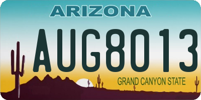 AZ license plate AUG8013