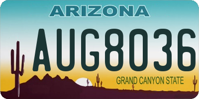 AZ license plate AUG8036