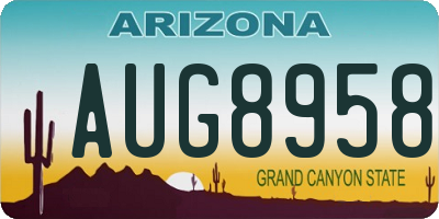 AZ license plate AUG8958