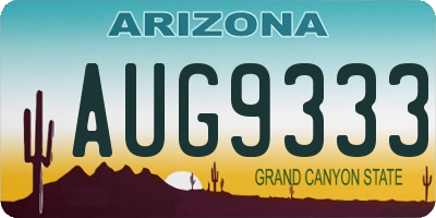 AZ license plate AUG9333