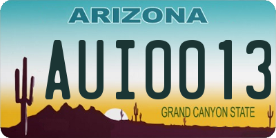 AZ license plate AUI0013