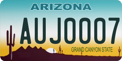AZ license plate AUJ0007