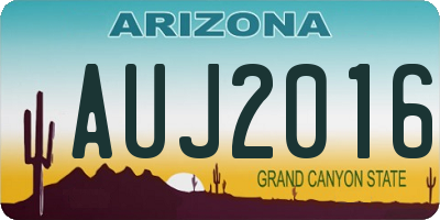AZ license plate AUJ2016