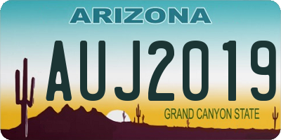 AZ license plate AUJ2019