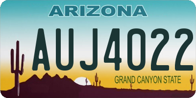 AZ license plate AUJ4022