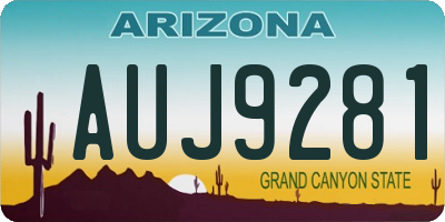 AZ license plate AUJ9281