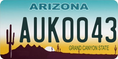 AZ license plate AUK0043