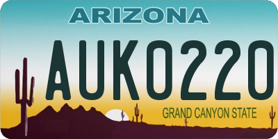 AZ license plate AUK0220