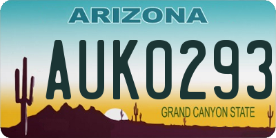 AZ license plate AUK0293