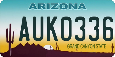 AZ license plate AUK0336