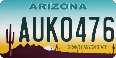 AZ license plate AUK0476