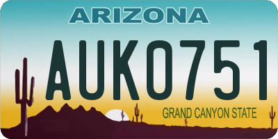 AZ license plate AUK0751