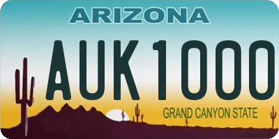 AZ license plate AUK1000
