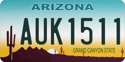 AZ license plate AUK1511
