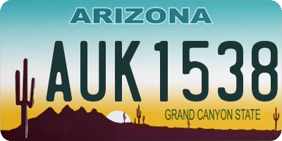 AZ license plate AUK1538