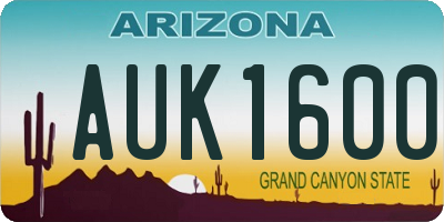 AZ license plate AUK1600