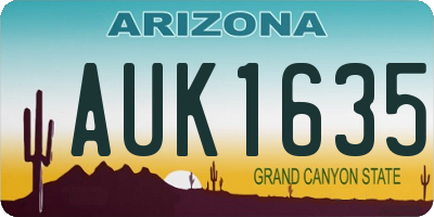 AZ license plate AUK1635