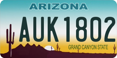 AZ license plate AUK1802