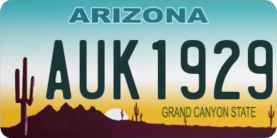 AZ license plate AUK1929
