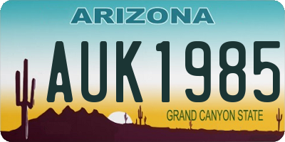 AZ license plate AUK1985