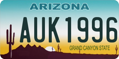 AZ license plate AUK1996