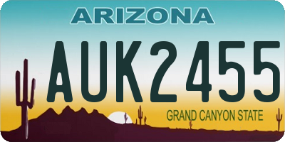 AZ license plate AUK2455