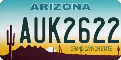 AZ license plate AUK2622