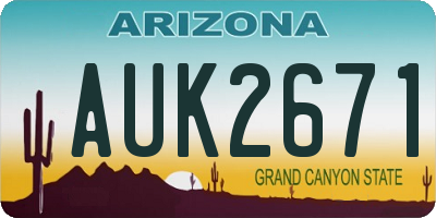 AZ license plate AUK2671