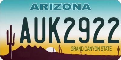 AZ license plate AUK2922