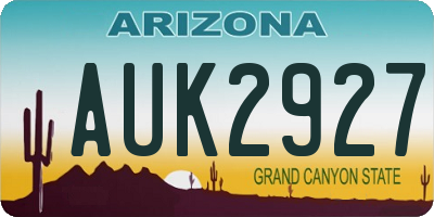 AZ license plate AUK2927