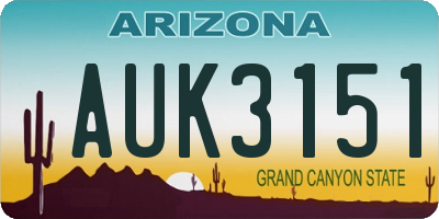 AZ license plate AUK3151