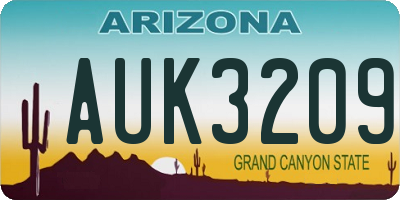 AZ license plate AUK3209