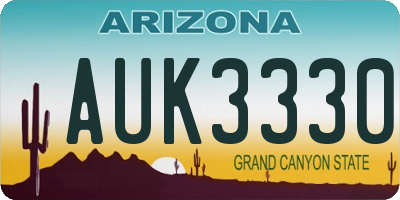 AZ license plate AUK3330