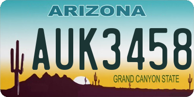 AZ license plate AUK3458