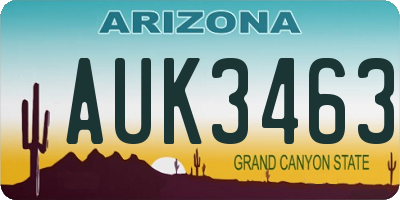 AZ license plate AUK3463