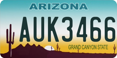 AZ license plate AUK3466