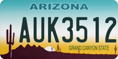 AZ license plate AUK3512