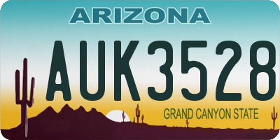 AZ license plate AUK3528