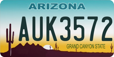 AZ license plate AUK3572