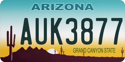 AZ license plate AUK3877