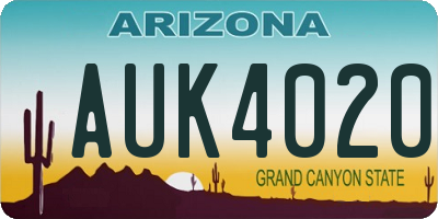 AZ license plate AUK4020