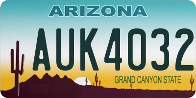 AZ license plate AUK4032