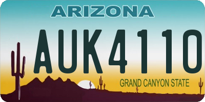AZ license plate AUK4110