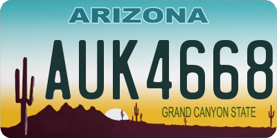 AZ license plate AUK4668
