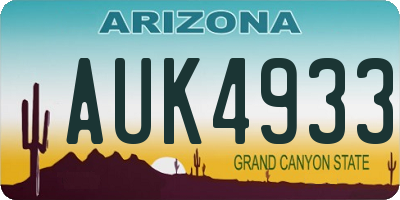AZ license plate AUK4933