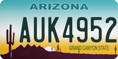 AZ license plate AUK4952