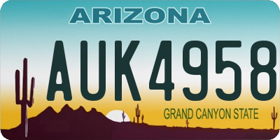 AZ license plate AUK4958