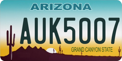 AZ license plate AUK5007