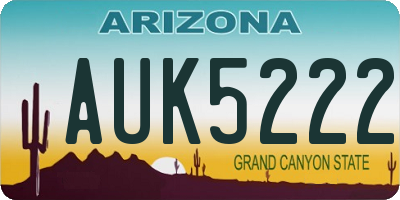 AZ license plate AUK5222