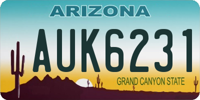 AZ license plate AUK6231